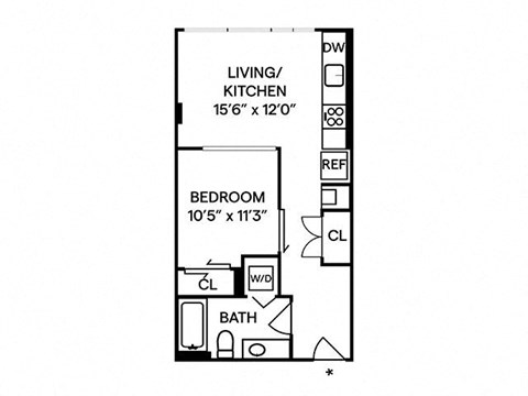 Sentral First Hill A1 1BR 1BA Floor Plan